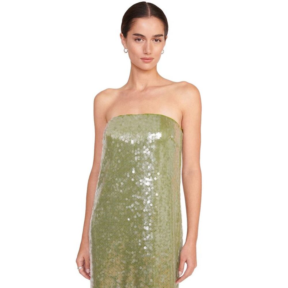 Staud Womens Casey Strapless Sequined Maxi Dress 6 Garden Moss - NWT $595 - Picture 4 of 8